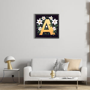 Flower Letter A 40*40CM(Canvas) Full Round Drill Diamond Painting
