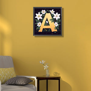 Flower Letter A 40*40CM(Canvas) Full Round Drill Diamond Painting