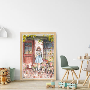Yishu - Rural Girl - 50*70CM 11CT 3 Stamped Cross Stitch