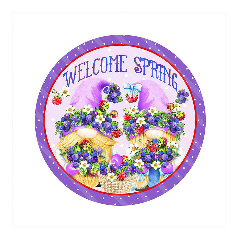 Welcome Spring Gnome 45*45CM(Canvas) Full Round Drill Diamond Painting