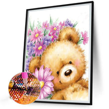 Load image into Gallery viewer, Bear Holding Flowers 30*40CM(Canvas) Full Round Drill Diamond Painting
