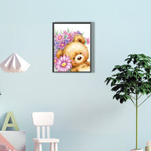 Load image into Gallery viewer, Bear Holding Flowers 30*40CM(Canvas) Full Round Drill Diamond Painting
