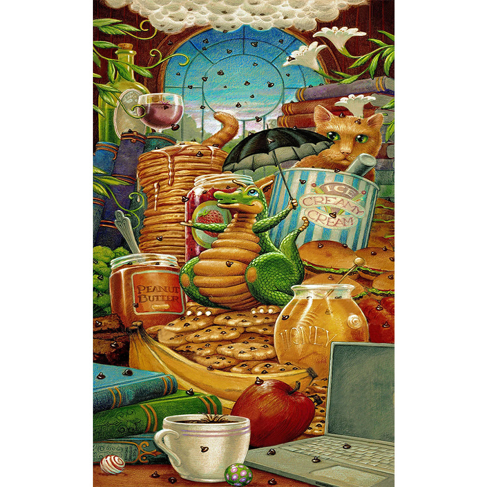 Little Dinosaur Amusing Himself 30*50CM(Canvas) Full Round Drill Diamond Painting
