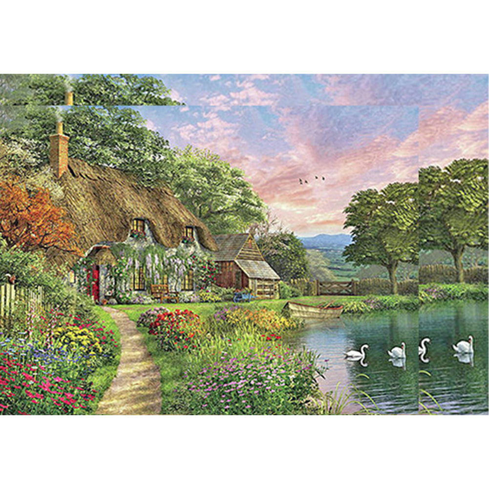 Mountain Village 50*40CM(Canvas) Full Round Drill Diamond Painting