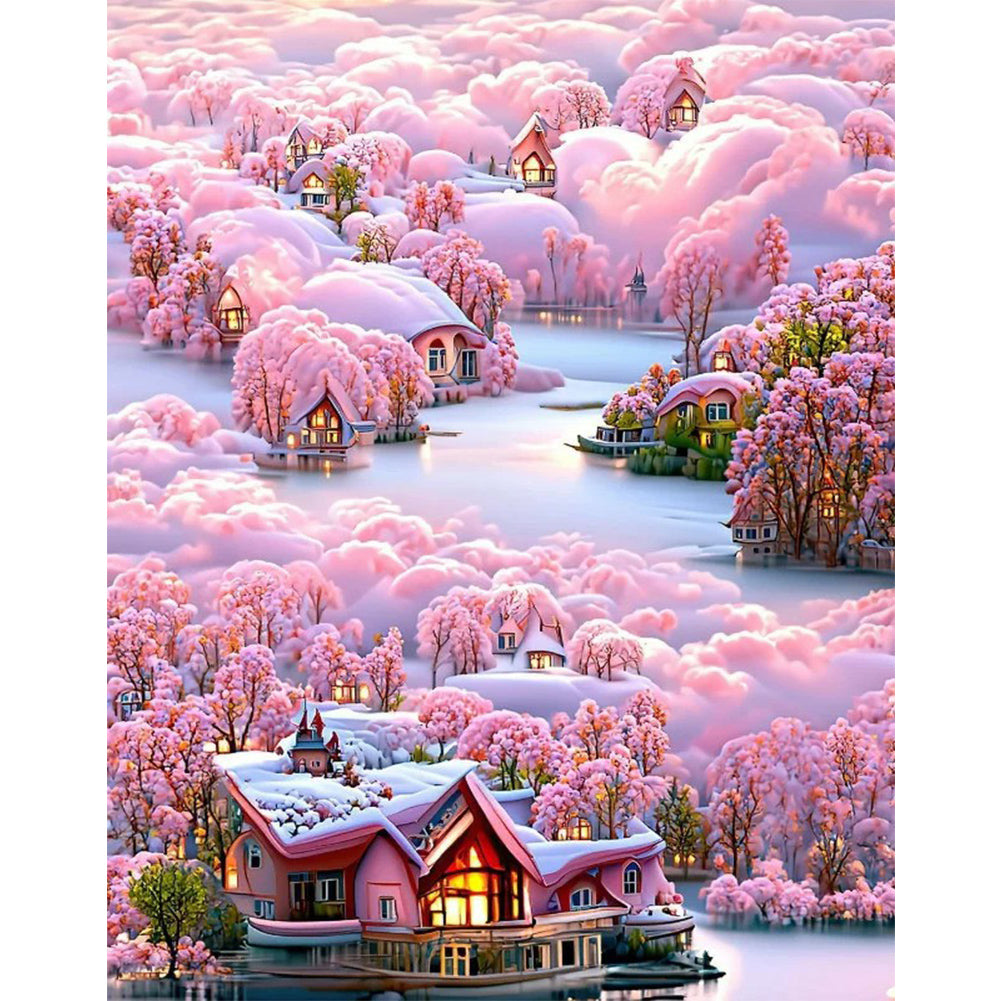 Flower Villa 55*70CM(Canvas) Full Round Drill Diamond Painting