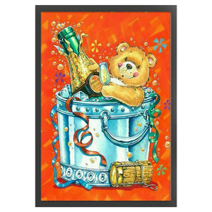 Yishu - Teddy Bear Drinking Beer - 40*56CM 11CT 3 Stamped Cross Stitch