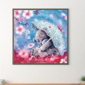 Bear With Umbrella 30*30CM(Canvas) Full Square Drill Diamond Painting