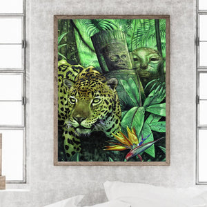Cheetah In The Forest Ruins 30*40CM(Canvas) Full Round Drill Diamond Painting