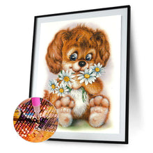 Load image into Gallery viewer, Happy Dog With Flowers 30*40CM(Canvas) Full Round Drill Diamond Painting
