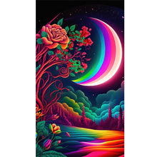Load image into Gallery viewer, Colorful Moon And Red Rose 40*70CM(Canvas) Full Round Drill Diamond Painting
