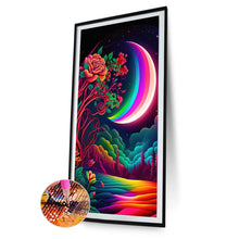 Load image into Gallery viewer, Colorful Moon And Red Rose 40*70CM(Canvas) Full Round Drill Diamond Painting
