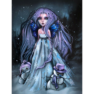 Dark Snow Girl 30*40CM(Canvas) Full Round Drill Diamond Painting