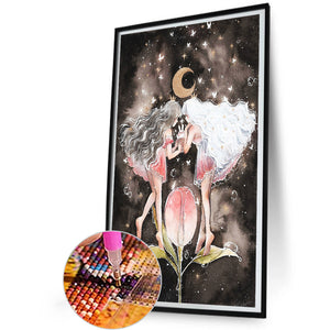 Flower Fairy Under The Moon 30*50CM(Canvas) Full Round Drill Diamond Painting