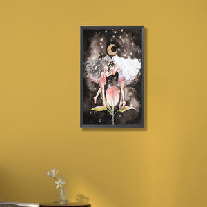 Flower Fairy Under The Moon 30*50CM(Canvas) Full Round Drill Diamond Painting