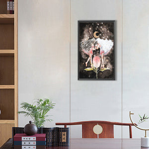 Flower Fairy Under The Moon 30*50CM(Canvas) Full Round Drill Diamond Painting
