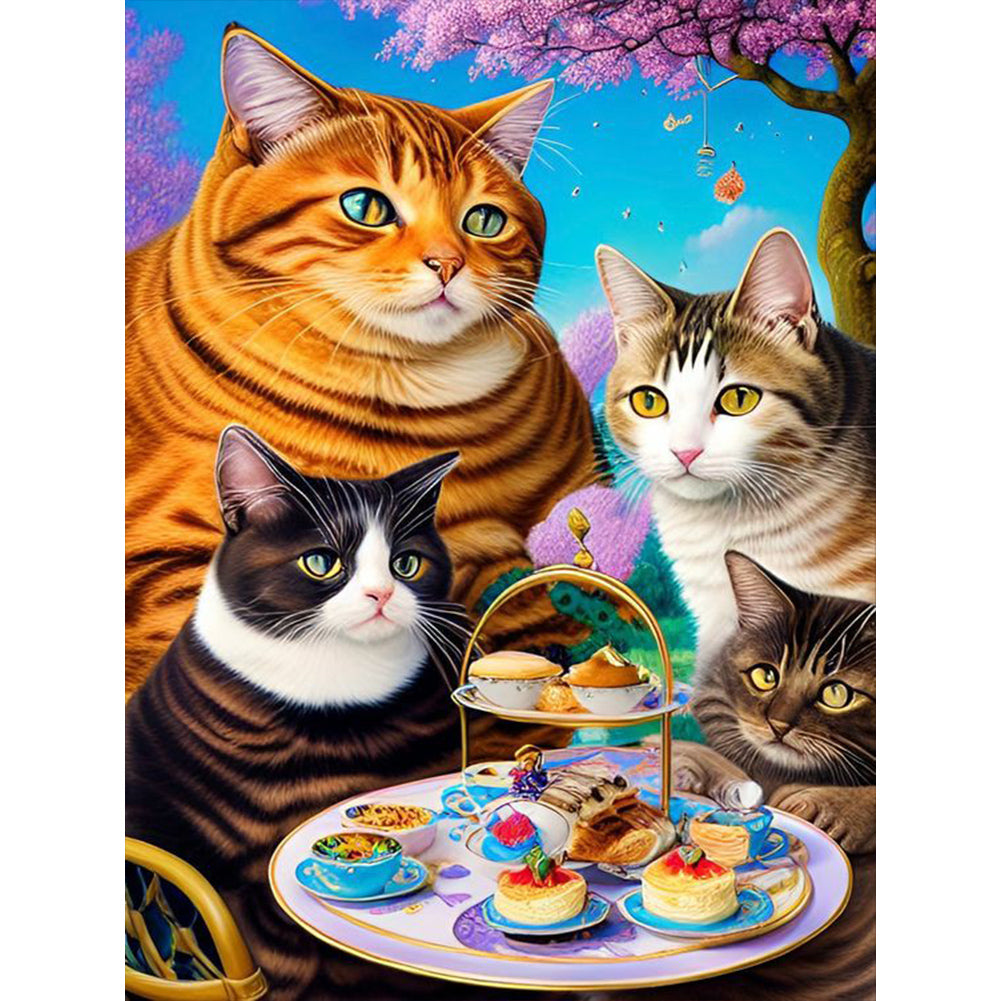 Cat 30*40CM(Canvas) Full Round Drill Diamond Painting
