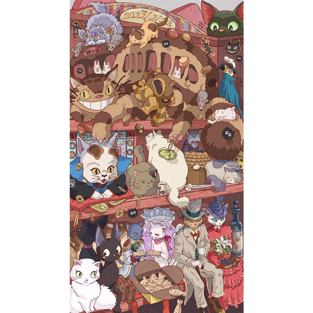 Huancan - The Cat Returns - 55*90CM 11CT 3 Stamped Cross Stitch
