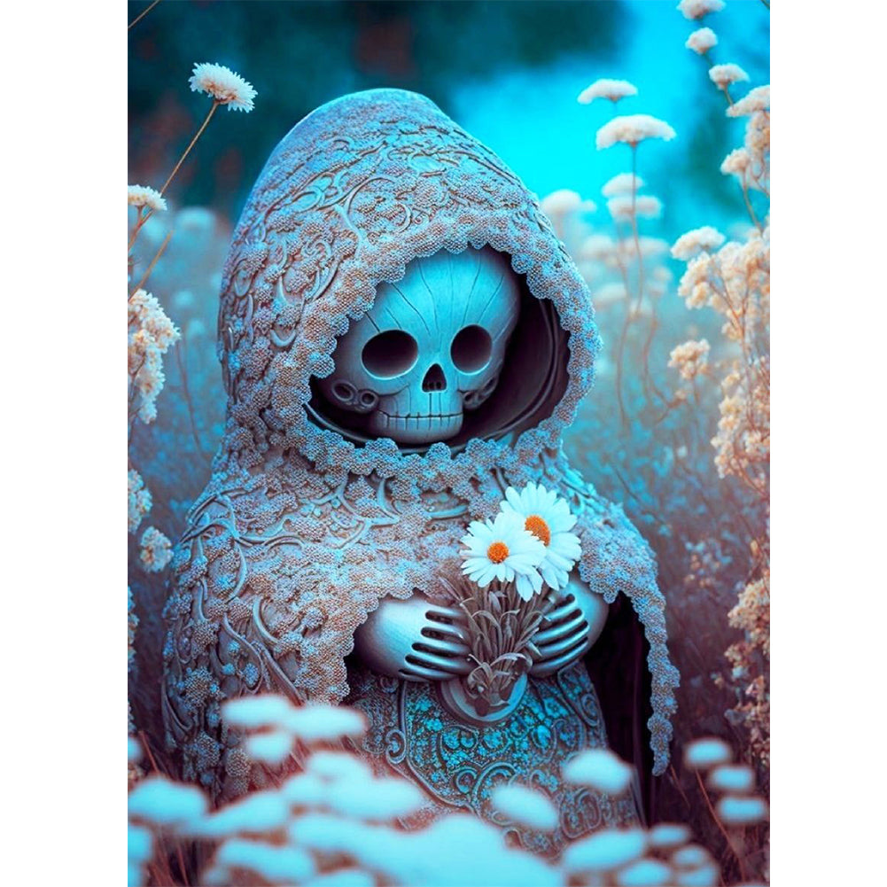 Little Skeleton Guarding Flowers 30*40CM(Canvas) Full Round Drill Diamond Painting