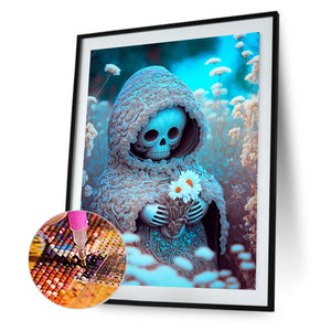 Little Skeleton Guarding Flowers 30*40CM(Canvas) Full Round Drill Diamond Painting