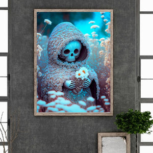 Little Skeleton Guarding Flowers 30*40CM(Canvas) Full Round Drill Diamond Painting