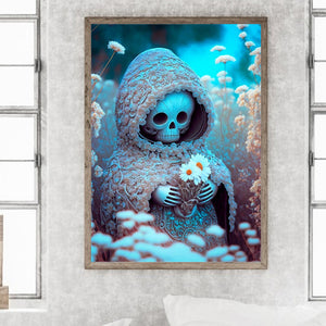 Little Skeleton Guarding Flowers 30*40CM(Canvas) Full Round Drill Diamond Painting