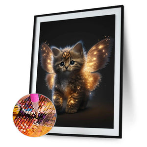 Elven Cat With Butterfly Wings 30*40CM(Canvas) Full Round Drill Diamond Painting