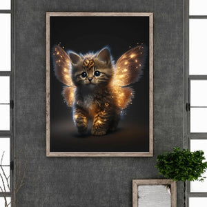 Elven Cat With Butterfly Wings 30*40CM(Canvas) Full Round Drill Diamond Painting