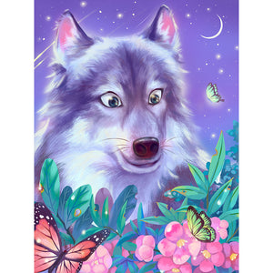 Wolf And Butterfly 30*40CM(Canvas) Full Round Drill Diamond Painting