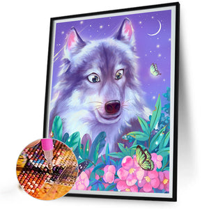 Wolf And Butterfly 30*40CM(Canvas) Full Round Drill Diamond Painting