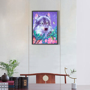 Wolf And Butterfly 30*40CM(Canvas) Full Round Drill Diamond Painting