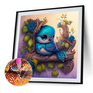 Blue Bird Perched On A Branch 40*40CM(Canvas) Full Round Drill Diamond Painting