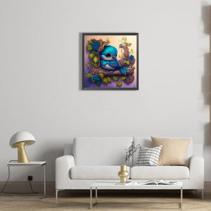Blue Bird Perched On A Branch 40*40CM(Canvas) Full Round Drill Diamond Painting