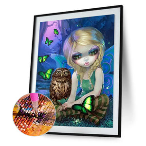 Girl Not Very Happy At Night 30*40CM(Canvas) Full Round Drill Diamond Painting