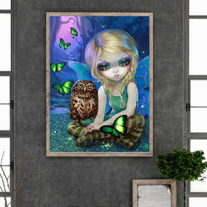 Girl Not Very Happy At Night 30*40CM(Canvas) Full Round Drill Diamond Painting
