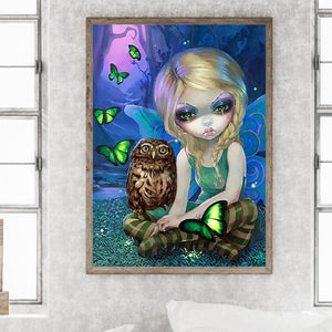 Girl Not Very Happy At Night 30*40CM(Canvas) Full Round Drill Diamond Painting