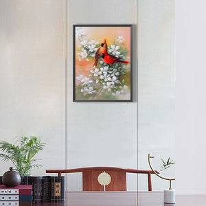 Birds Playing Among Flowers 30*40CM(Canvas) Full Round Drill Diamond Painting