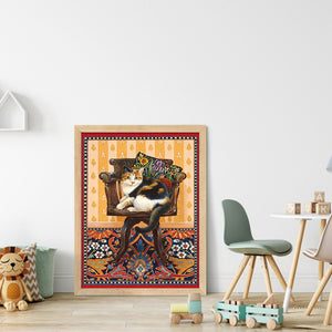 Huancan - Retro Cat - 40*50CM 11CT 3 Stamped Cross Stitch