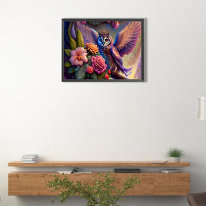 Flowers And Owls 40*30CM(Canvas) Full Round Drill Diamond Painting