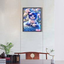 Load image into Gallery viewer, Blue And White Cat 30*40CM(Canvas) Full Round Drill Diamond Painting
