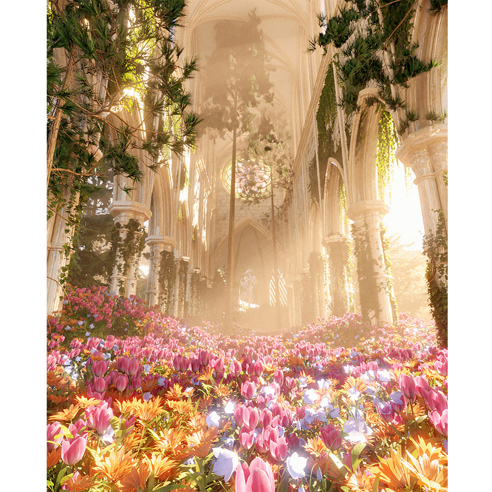 Huancan - Tulip Corridor - 50*60CM 11CT 3 Stamped Cross Stitch