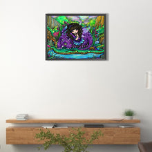 Load image into Gallery viewer, Pixie Girl With Curly Hair And A Purple Dinosaur 40*30CM(Canvas) Full Round Drill Diamond Painting
