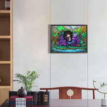 Load image into Gallery viewer, Pixie Girl With Curly Hair And A Purple Dinosaur 40*30CM(Canvas) Full Round Drill Diamond Painting
