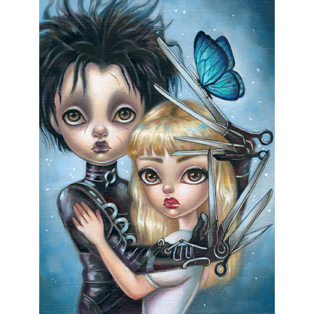 Girl With Scissor Hands 30*40CM(Canvas) Full Round Drill Diamond Painting