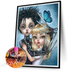 Girl With Scissor Hands 30*40CM(Canvas) Full Round Drill Diamond Painting