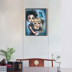 Girl With Scissor Hands 30*40CM(Canvas) Full Round Drill Diamond Painting