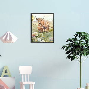 Highland Cattle 30*40CM(Canvas) Full Round Drill Diamond Painting