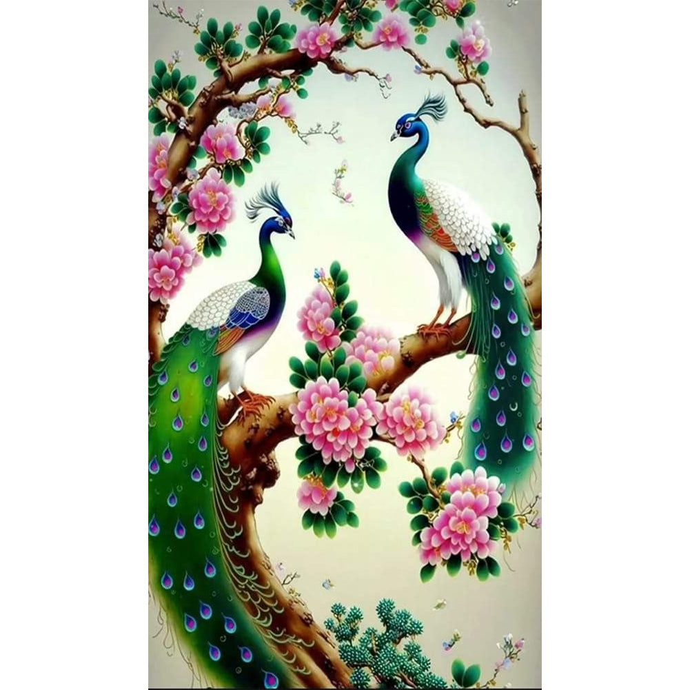 Two Birds Playing 40*70CM(Canvas) Full Round Drill Diamond Painting