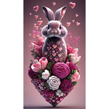 Load image into Gallery viewer, Heart-Shaped Rabbit With Flowers 40*70CM(Canvas) Full Round Drill Diamond Painting
