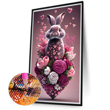Load image into Gallery viewer, Heart-Shaped Rabbit With Flowers 40*70CM(Canvas) Full Round Drill Diamond Painting
