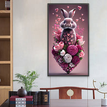 Load image into Gallery viewer, Heart-Shaped Rabbit With Flowers 40*70CM(Canvas) Full Round Drill Diamond Painting
